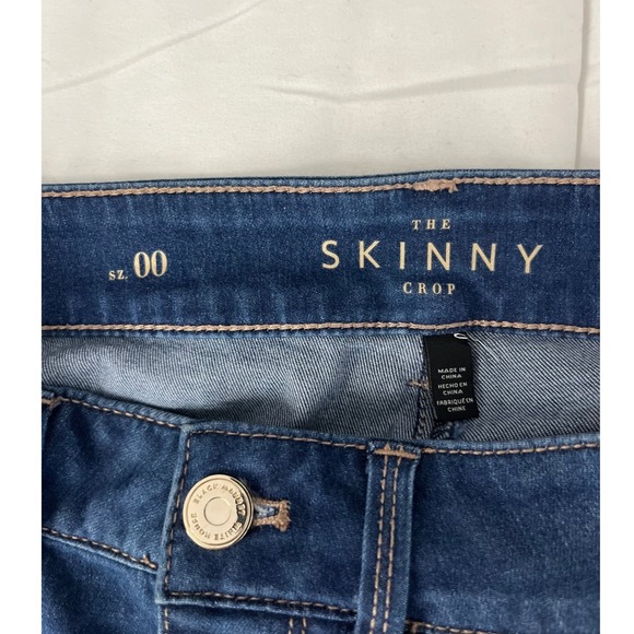 White House Black Market Steampunk The Skinny Crop Zipper Dark Wash Jeans 00 - Picture 3 of 6